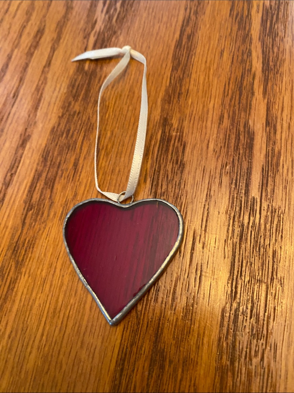 Red Glass Heart Ornament or Sun Catcher